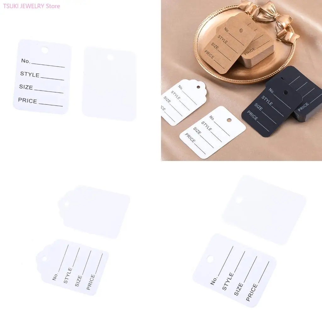 

62KE 100Pcs Simple White Product Labels With Rope For Retail Display Handmade Craft Fashion Accessories Price Labels