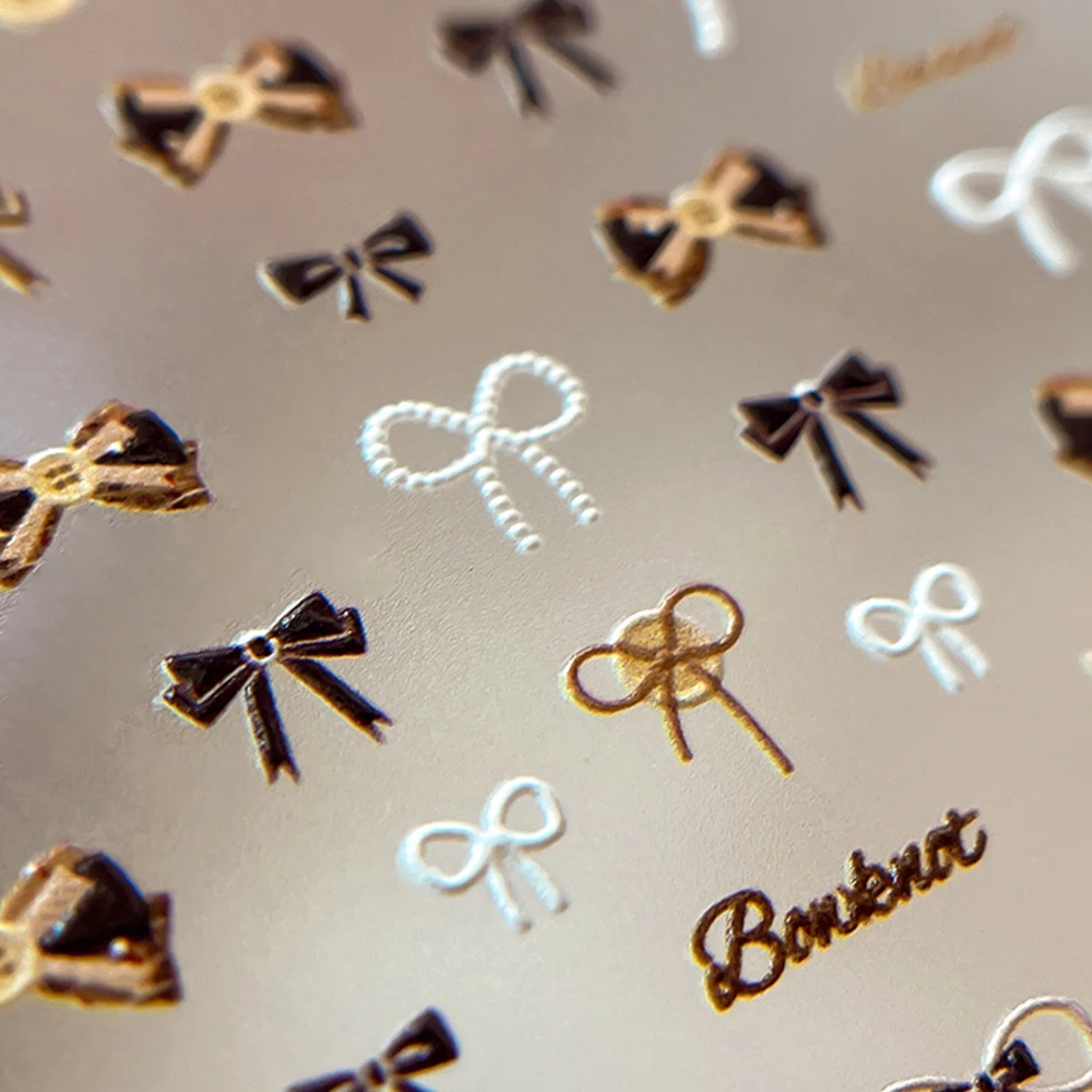 1 قطعة 5D زر Bowknot مسمار ملصقات صغيرة Kawaii شريطة من الدانتيل القوس ذاتية اللصق الشارات DIY ربطة القوس فيونكة المتزلجون مانيكير الديكور #6