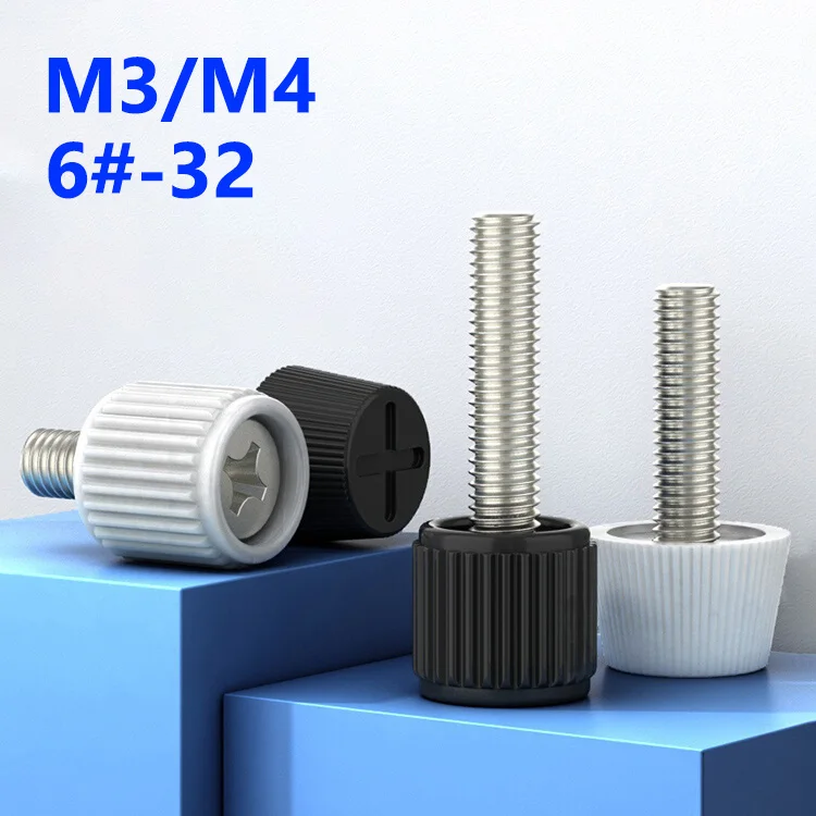 Yiqianyuan M3 M4 6#-32 Desktop Computer Screws Phillips Handle Plastic Adjustment Screws Thumb Bolts