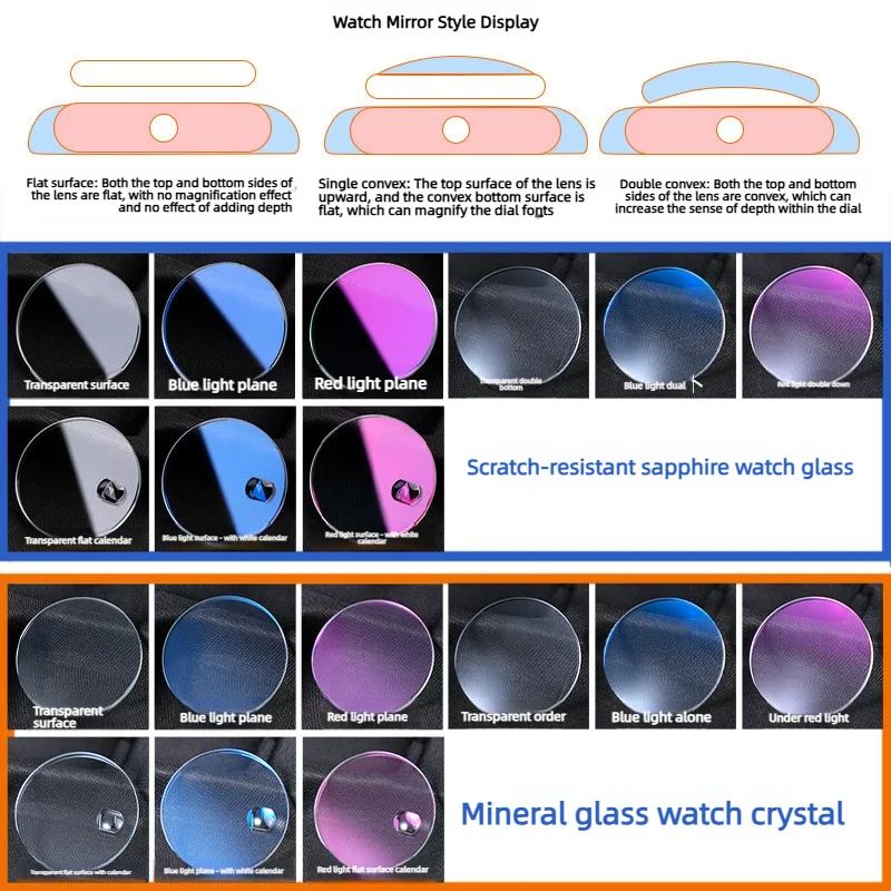 MDV-106 Crystal Sapphire or Mineral Mod For Casio Duro Mdv106 Mdv107 Swordfish Flat Double Dome Watch glass mirror Watch Parts