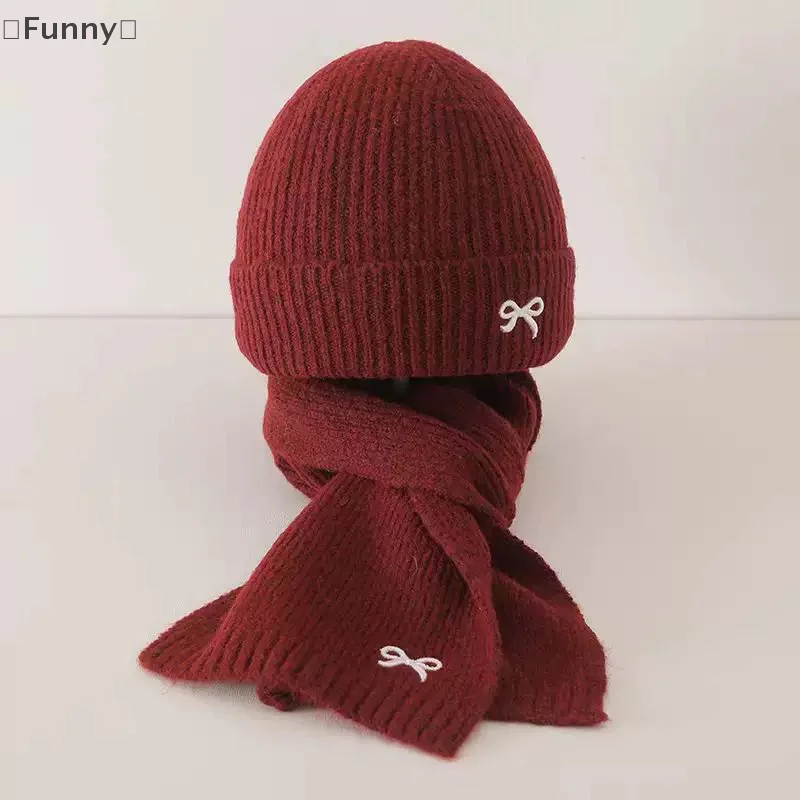 الأطفال قبعة ووشاح قطعتين مجموعة الخريف والشتاء الكورية نمط محبوك قبعة الطفل الدافئة كنزة صوفية من الصوف قبعة وشاح