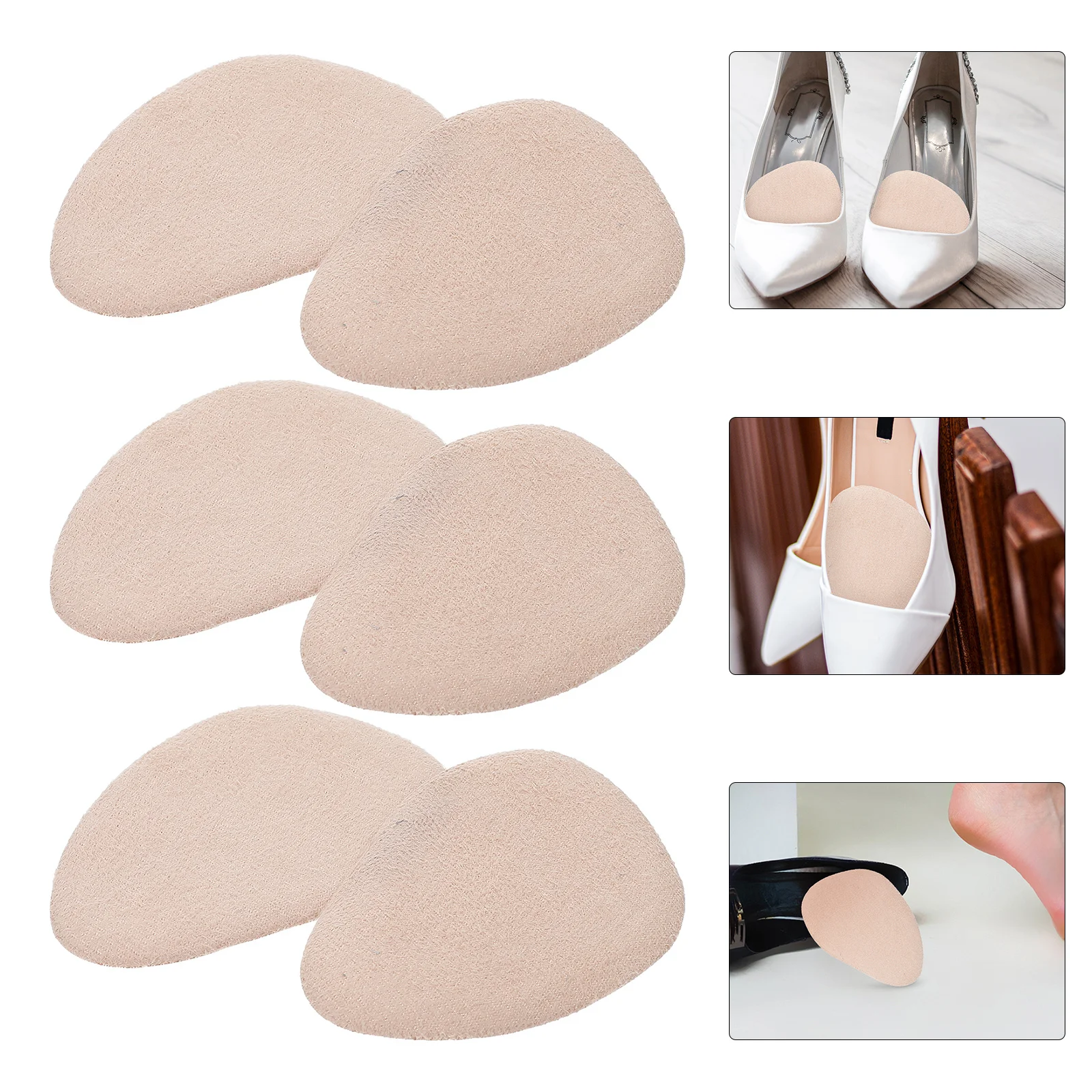 

6pcs High Heels Sole Pad Light Grey Flannelette Gel Forefoot Cushion Sweat-Absorbing Insole Pads For Women Wear-Resistant
