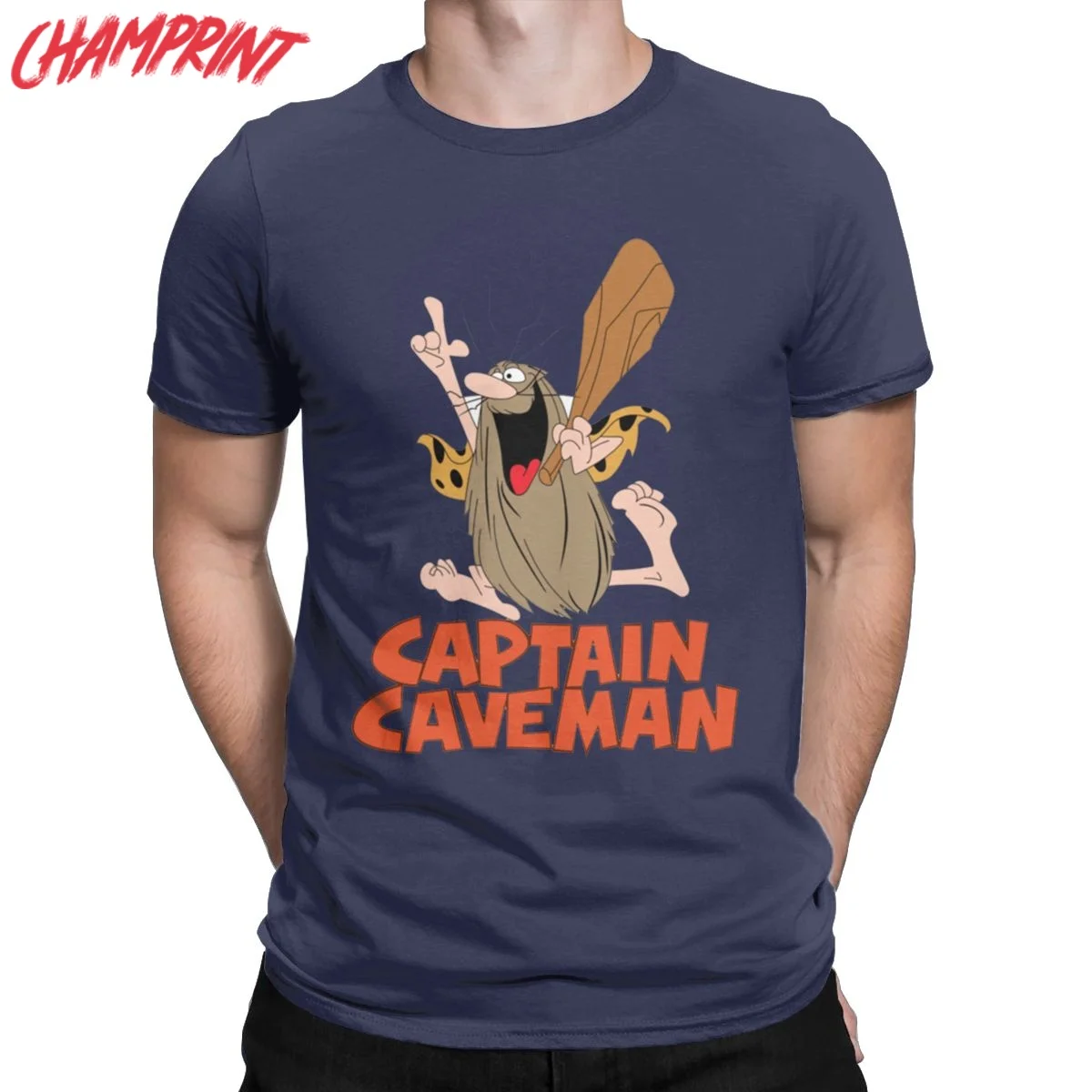 

Captain Caveman Cavey T Shirt Men Cotton Humorous T-Shirts Round Collar 1980s Cartoon Tee Shirt Short Sleeve Clothes Printed