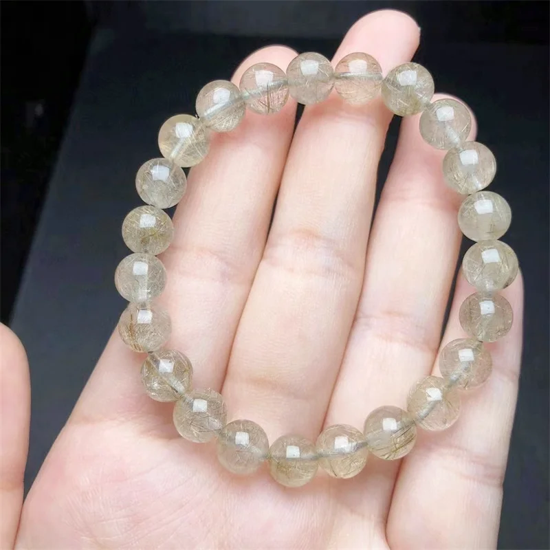 Natural Silver Rutilated Quartz Bracelet Jewelry For Woman Man Healing Wealth Beads Crystal Gift 1pcs