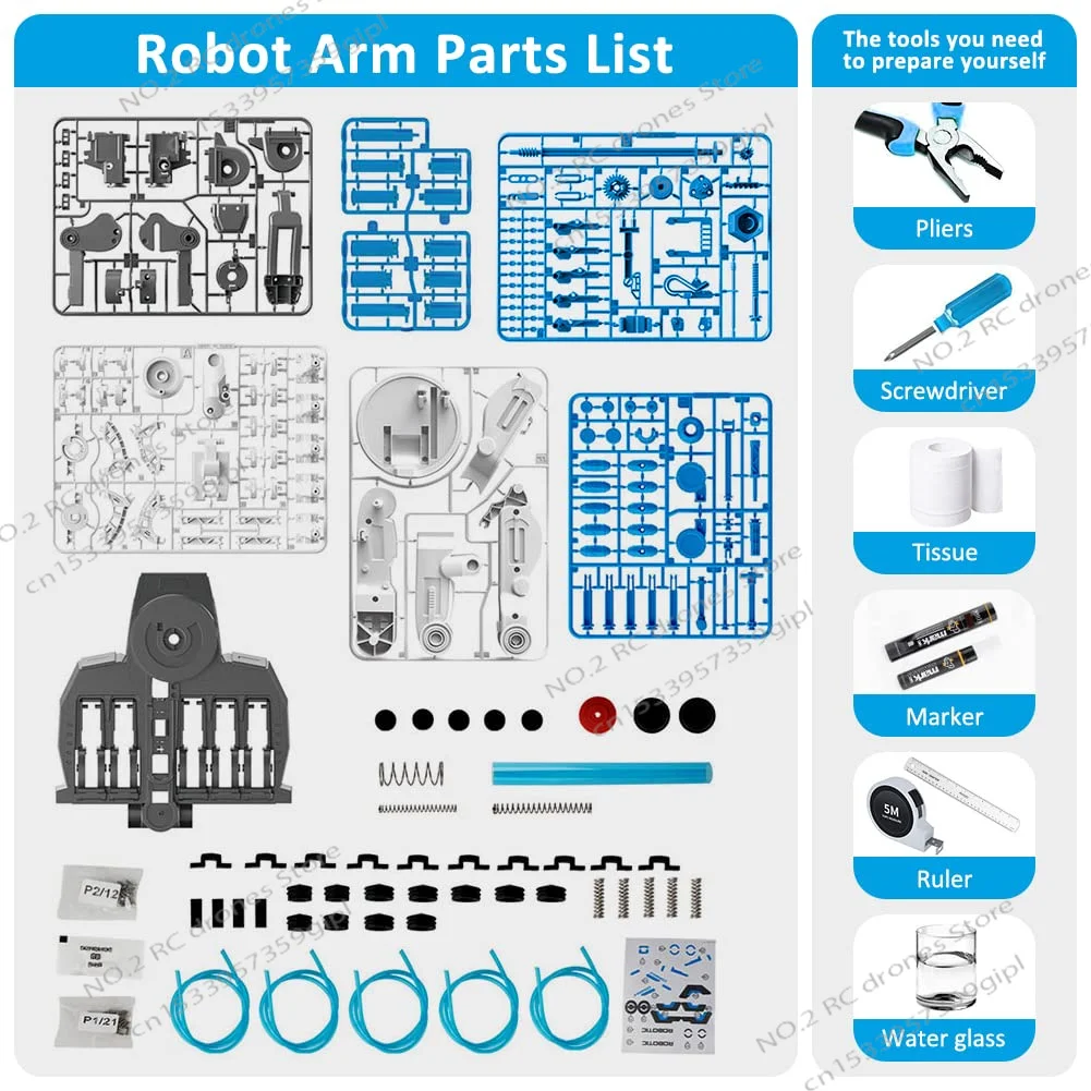 DIY Assembled Hydraulic Robot Toy Set for Children, Science Experiment, Engineering Puzzle, Mechanical Arm, Gift for Kids, 3in 1