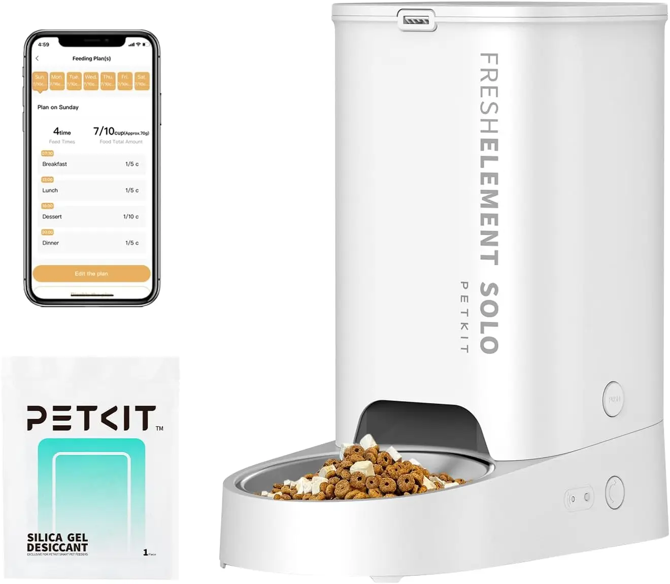 

WiFi-Enabled Automatic Pet Feeder with App Control, 3L Capacity, 10 Daily Meals, Food Freshness System