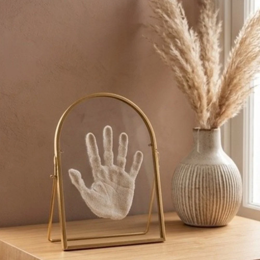 Personalized Baby Handprint And Pet Paw Print Keepsake Frame Kit Gold Metal Border For Nursery Home Decor Photo Frames