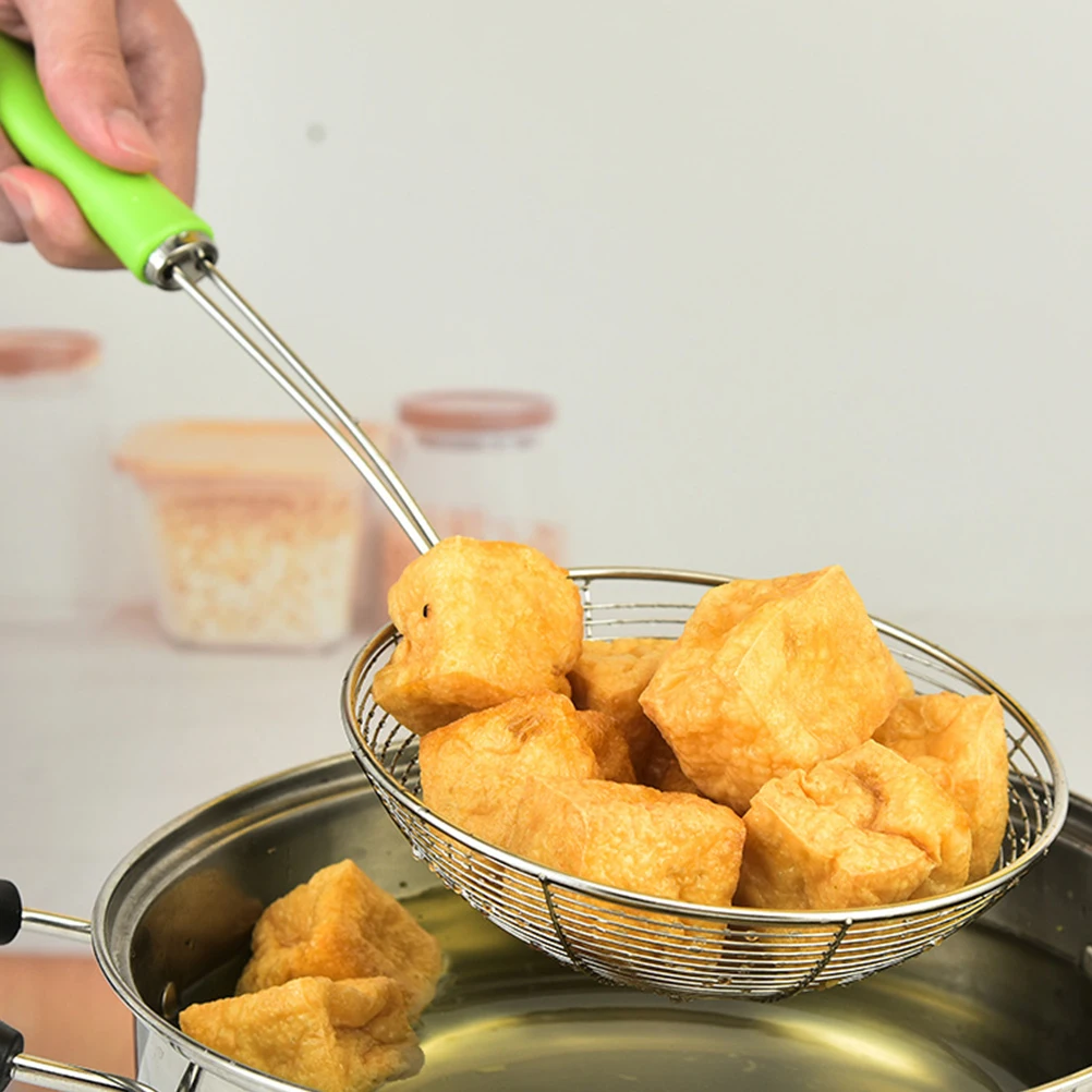 

Premium Stainless Steel Colander Long Handle Spoon For Fried Food Noodle Oil Strainer Kitchen Supplies Slotted Spoon Handheld