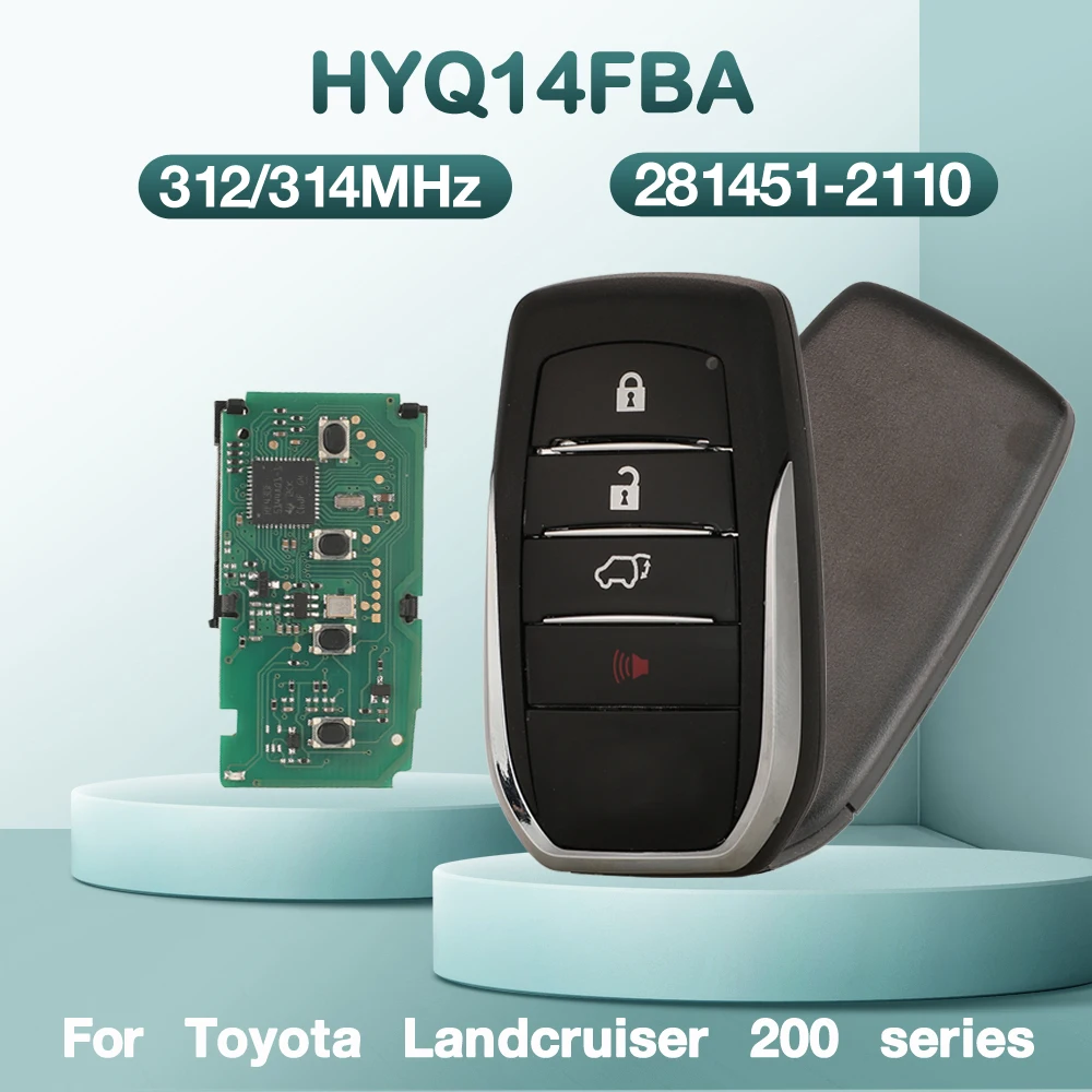 

Умный ключ для автомобиля с дистанционным управлением 281451-2110 HYQ14FBA, 312/314 МГц, чип 8A, P4=88, для Toyota Land Cruiser 200 серии 2110 Denso
