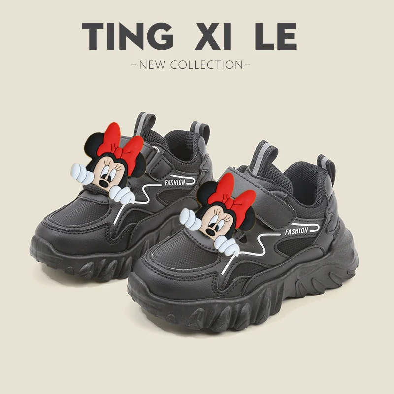

Kids Fashion Sneakers Mickey Mouse Spring Fall New Soft Sole Non-slip Breathable Girls Casual Shoes Disney Baby Toddler Shoes