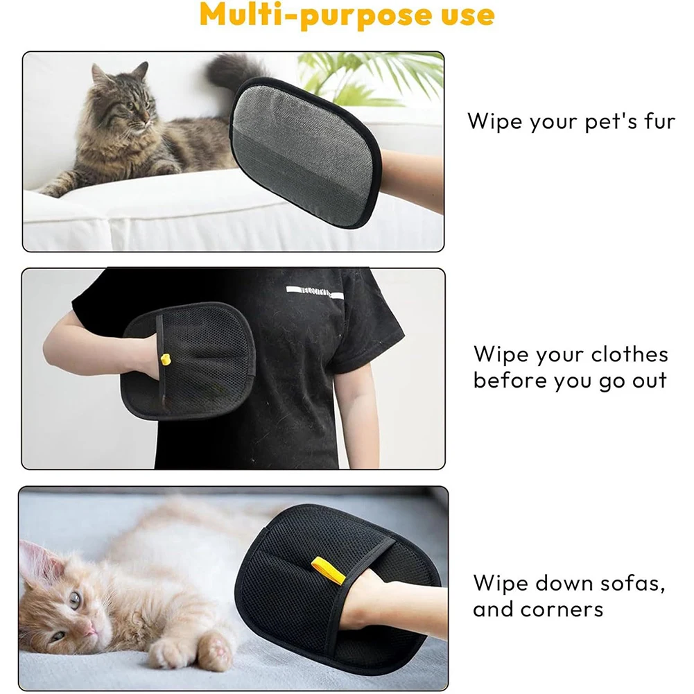 10-1PCS Dog and Cat Deshedding Glove Gentle Pet Hair Remover Easy Grooming Tool Dog Hair Shedding Brush Black Color view 3