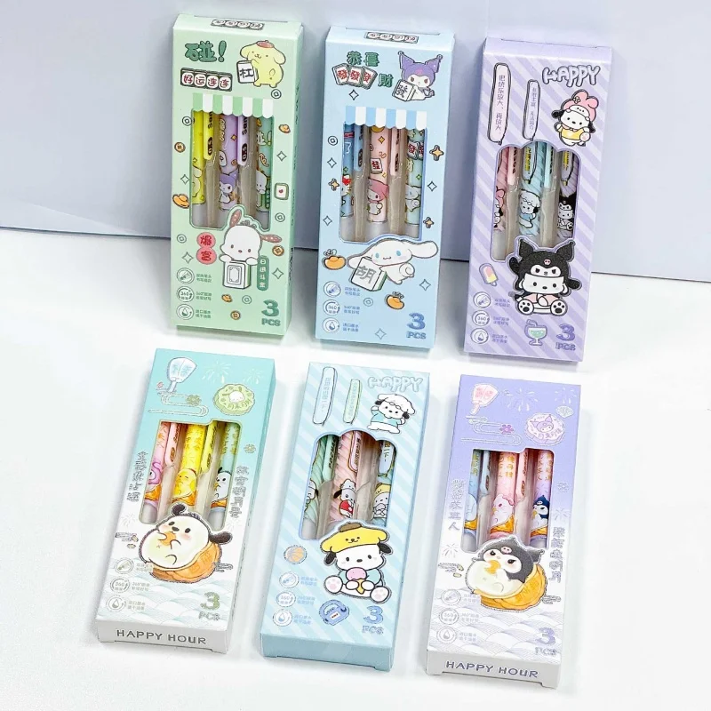 

36pcs/lot Sanrio Kuromi Melody Cinnamoroll Gel Pen Cute 0.5mm Black Ink Signature Pens Stationery Gift School Writing Supplies