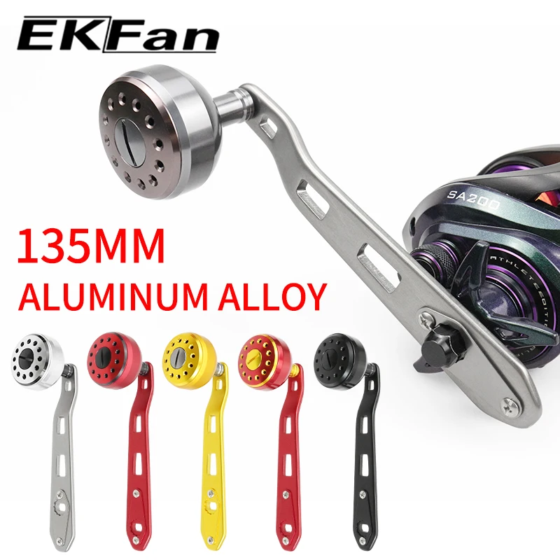 EKFan 135mm Aluminum Alloy Baitcasting Fishing Reel Handle Fit A/S/D 8*5/7*4mm Hole 38mm Alloy Knob Lure Reel DIY Parts