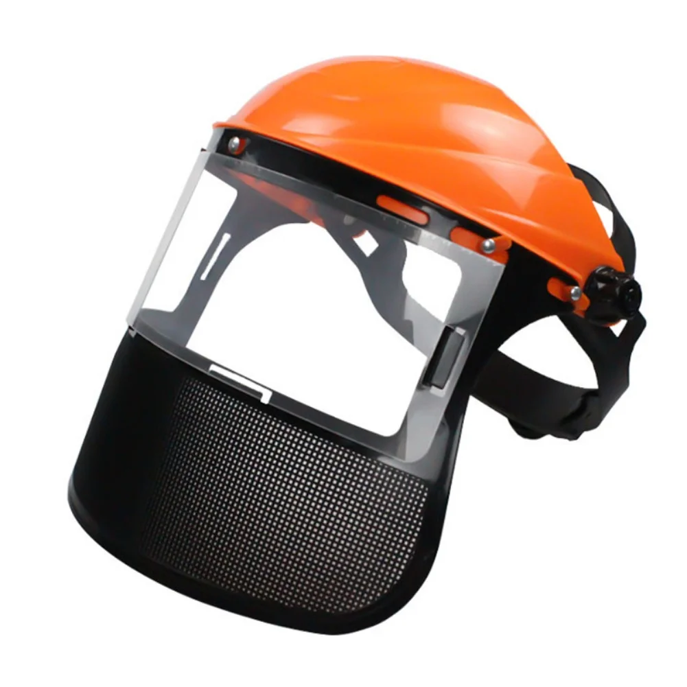 Head Mounted Lawn Mower Protective Mask Safety Helmet Hat With Full-Face Mesh Mask For Logging Brush Cutter Forestry Protection