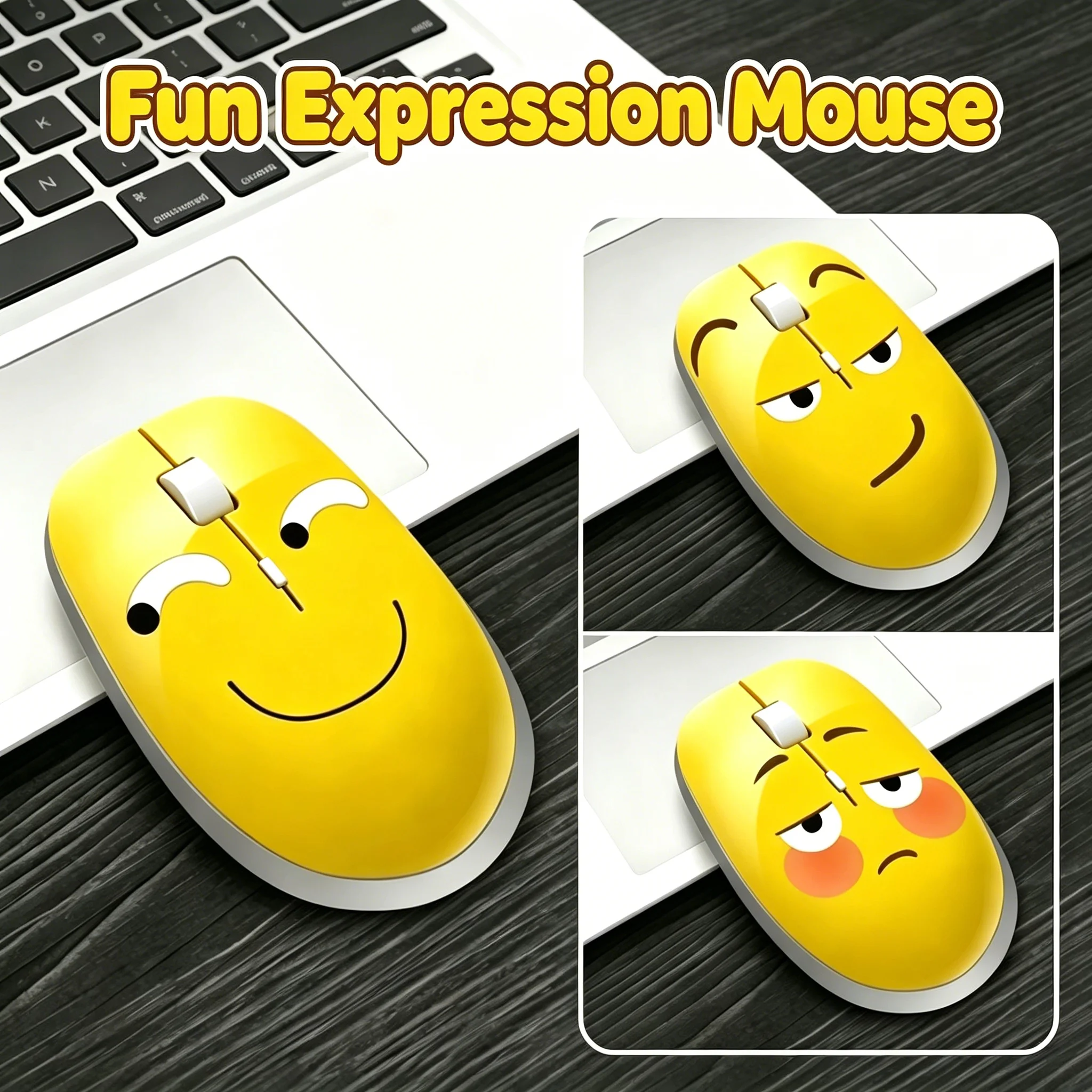 

Creative Cute Expression 2.4G Wireless Mouse Quiet Button USB Optical Office Mouse for PC Laptop