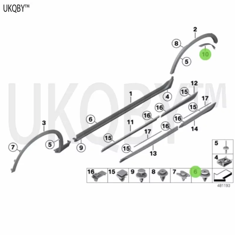 Clamp expansion rivet flip cover right rear protective strip 51127396320 51127396319
