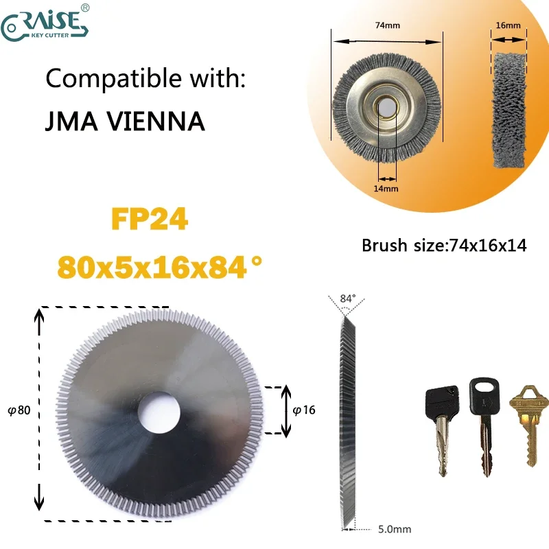 FP24 Milling Cutter 80x5x16 Compatible with JMA Vienna Carat Saratoga Block A Berna Key Cutting Machine Locksmith Tools