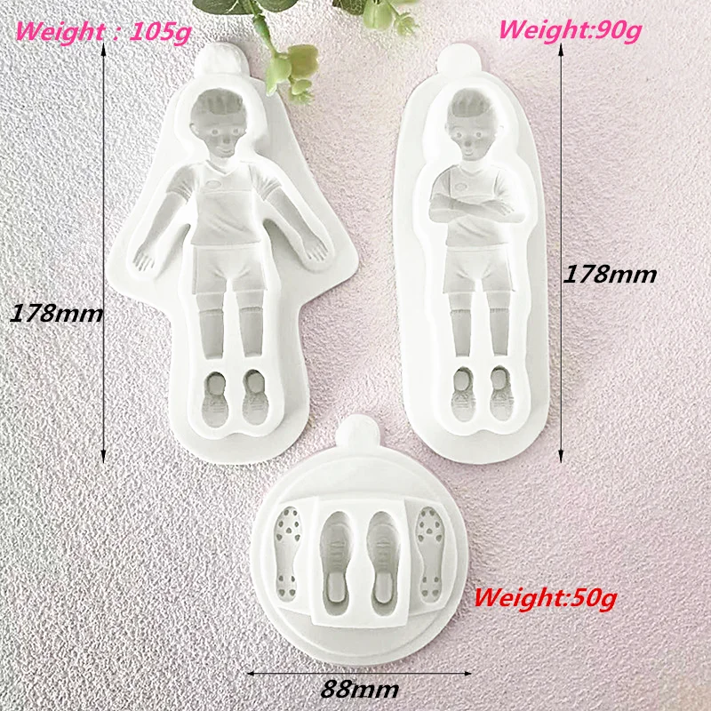 New Football Players Silicone Cake Mold Sneakers Fondant Moulds DIY Clay Cupcake Candy Chocolate Decoration Resin Baking Tools