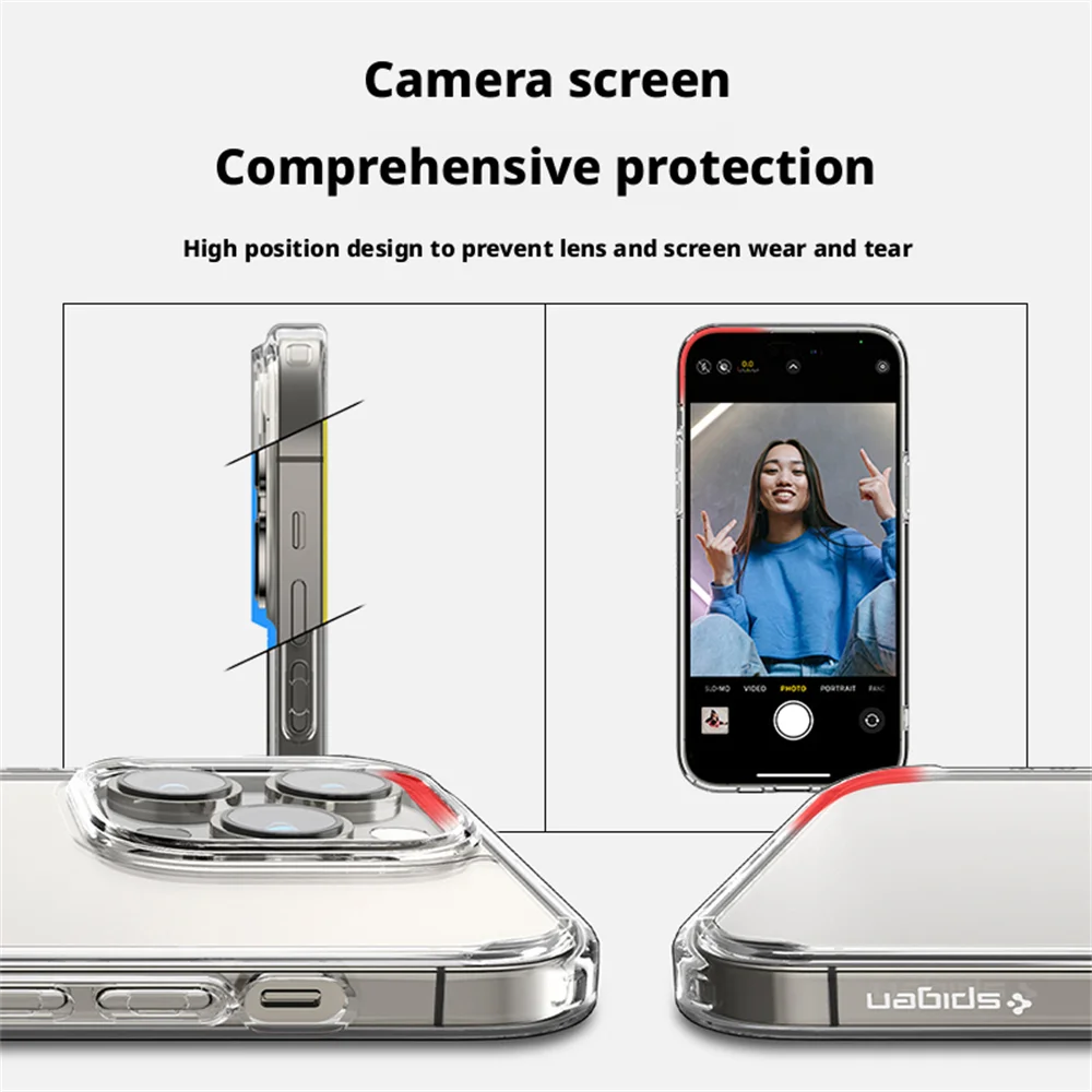 Spigen Ultra Hybrid Nicht Vergilbende Transparente Hülle für iPhone 18 17 16 Plus 15 14 13 12 Pro Max Stoßfeste Durchsichtige Schutzhülle – Detail 10