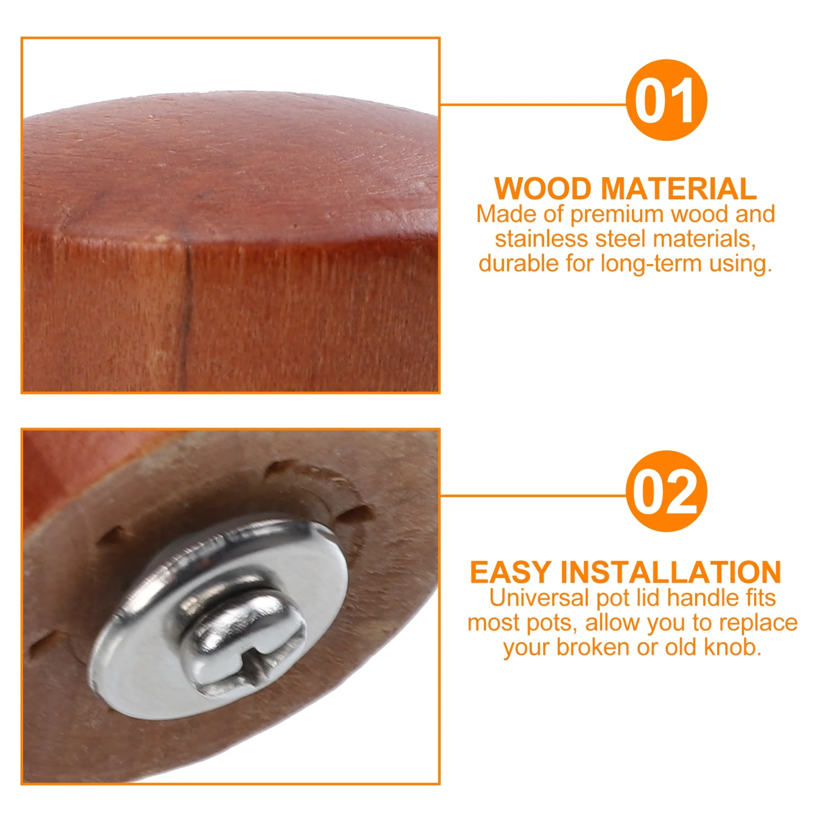 

1Set Lid Grip Universal Pot Lid Knob Replacement Strong Stainless Steel Base Heat Proof Handle for Soup Pot Steamer Frying Pan