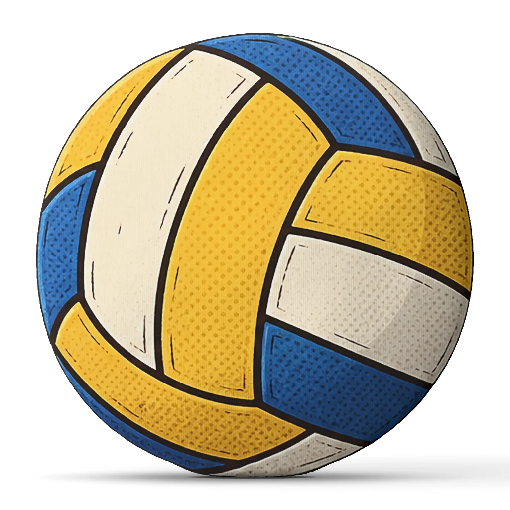 Volleyball Shaped Pillow Stuffed Cushion Sports Ball Throw Pillow Blue Yellow White Sofa Decor for Bedroom Game Room Gift