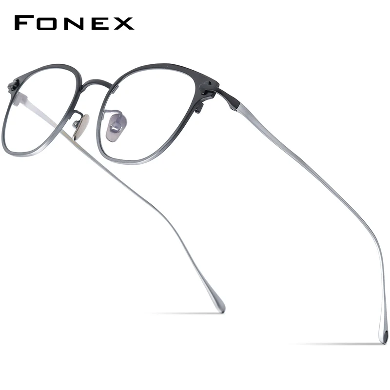 FONEX Titanium Glasses Frame Women 2024 New Men Gradient Matte Retro Square Eyeglasses Eyewear CASTOR