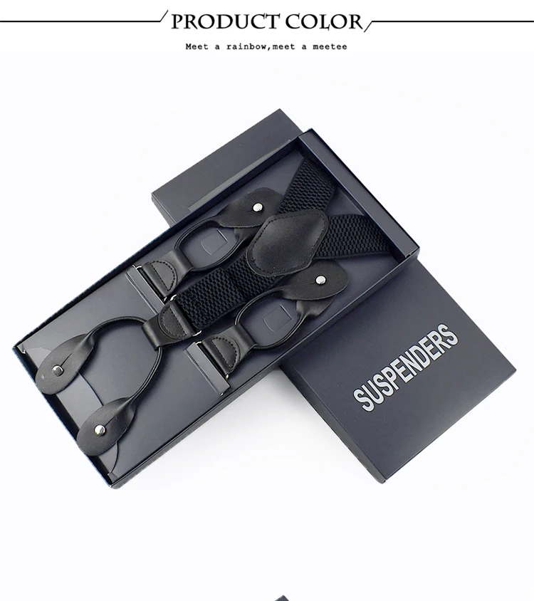 Men's Suspenders 6 Clips Wide Braces Corn Teeth Elastic Male Jockstrap Pants Suspender for Men Business Suit Mens Accessories