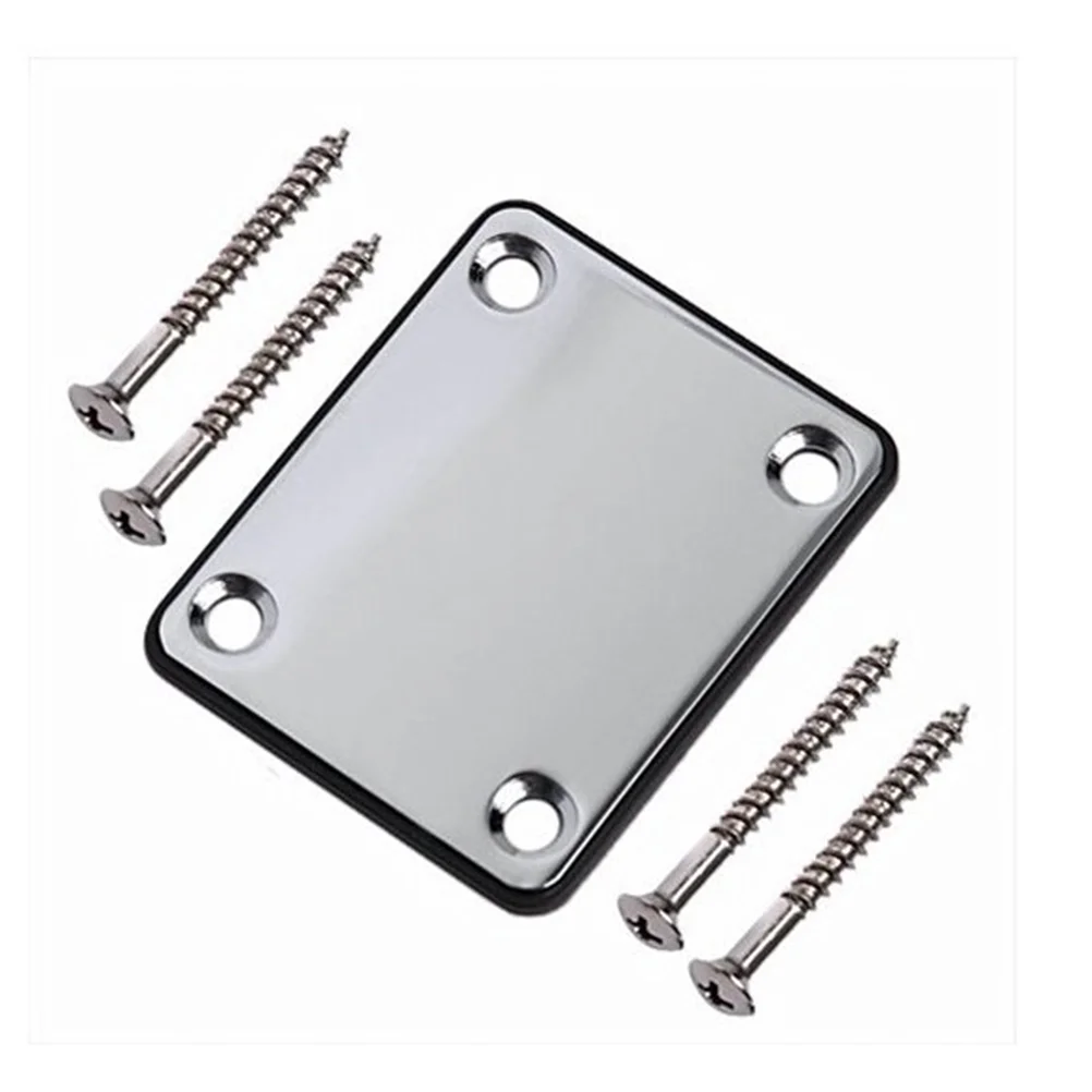 Electric Guitar Neck Plate with Screws for Guitar Precision Replacement (Black) Guitar Neck Plate Silver