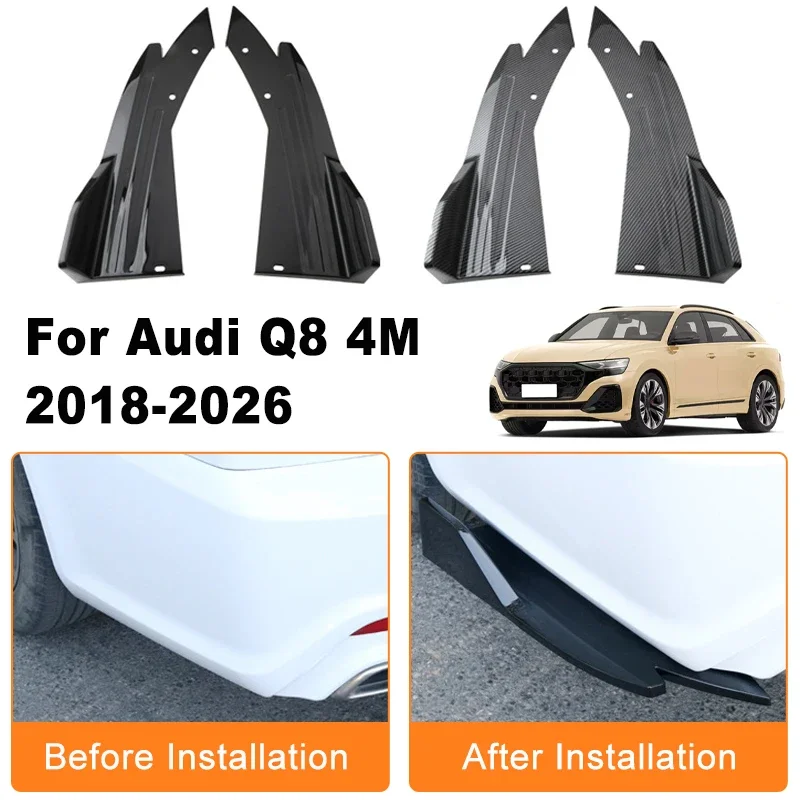

Car Rear Bumper Spoiler Lip Diffuser Side Skirt Splitter Wrap Angle Anti-Crash Protection Trim For Audi Q8 4M 2018-2026 2019