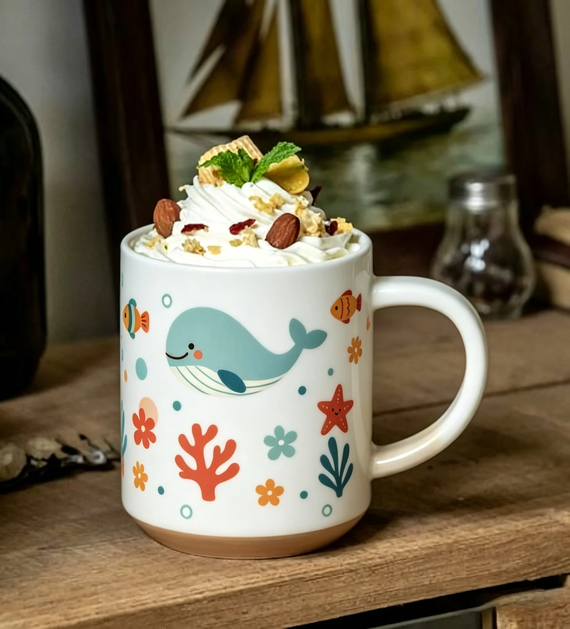 UV DTF Stickers - 4 Sheets Cartoon Ocean Whale UV DTF Cup Wraps for Glass Cups DIY Waterproof Scratch Resistant