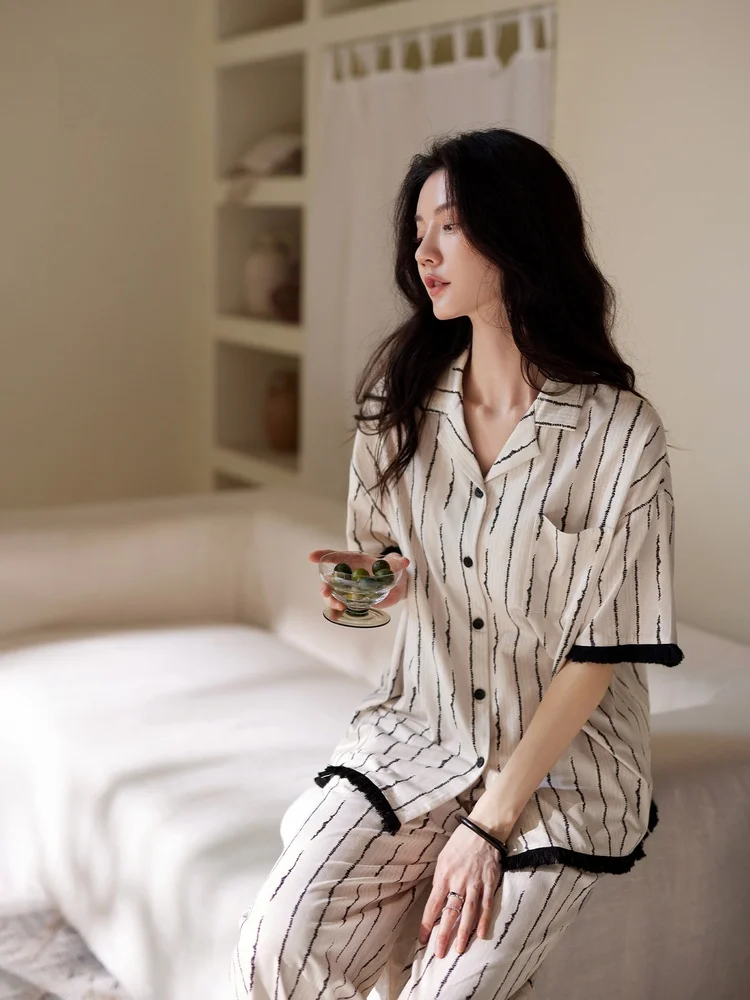 jialofen-women's-summer-sleepwear-short-sleeve-long-pants-modal-thin-fashion-open-cardigan-home-clothes-can-be-worn-outside