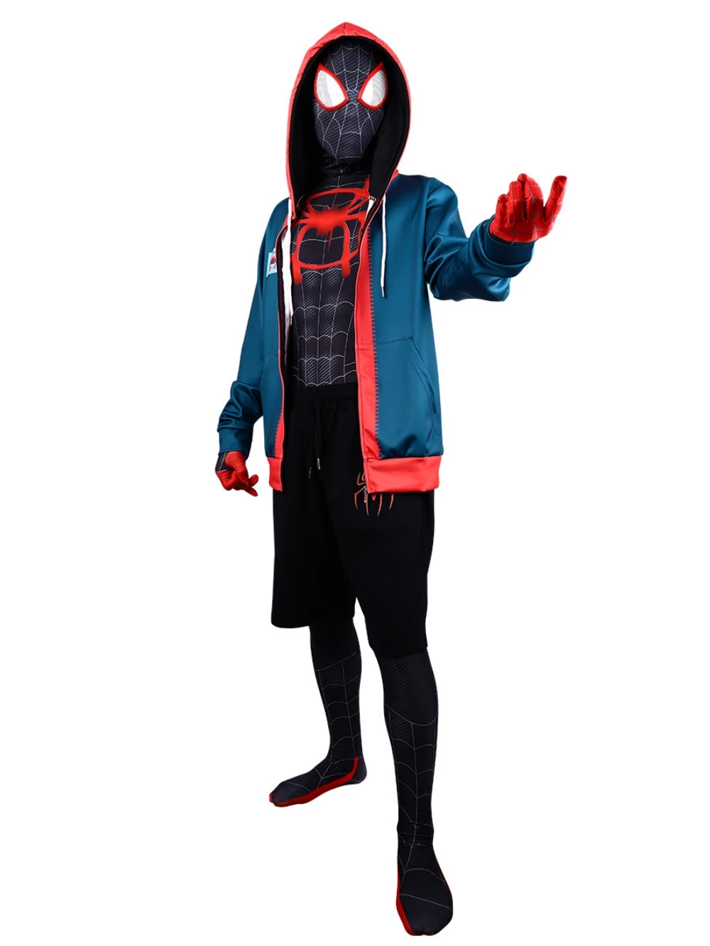 Männer Superheld Hoodie Halloween Cosplay Kostüm Männer Kapuze Sweatshirt Jacke Held Overall für Party Dress Up Set