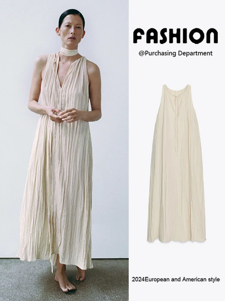 

Модное летнее новое поступление, женская плиссированная юбка с драпированным эффектом Dr ZA2025, длина трапециевидной формы