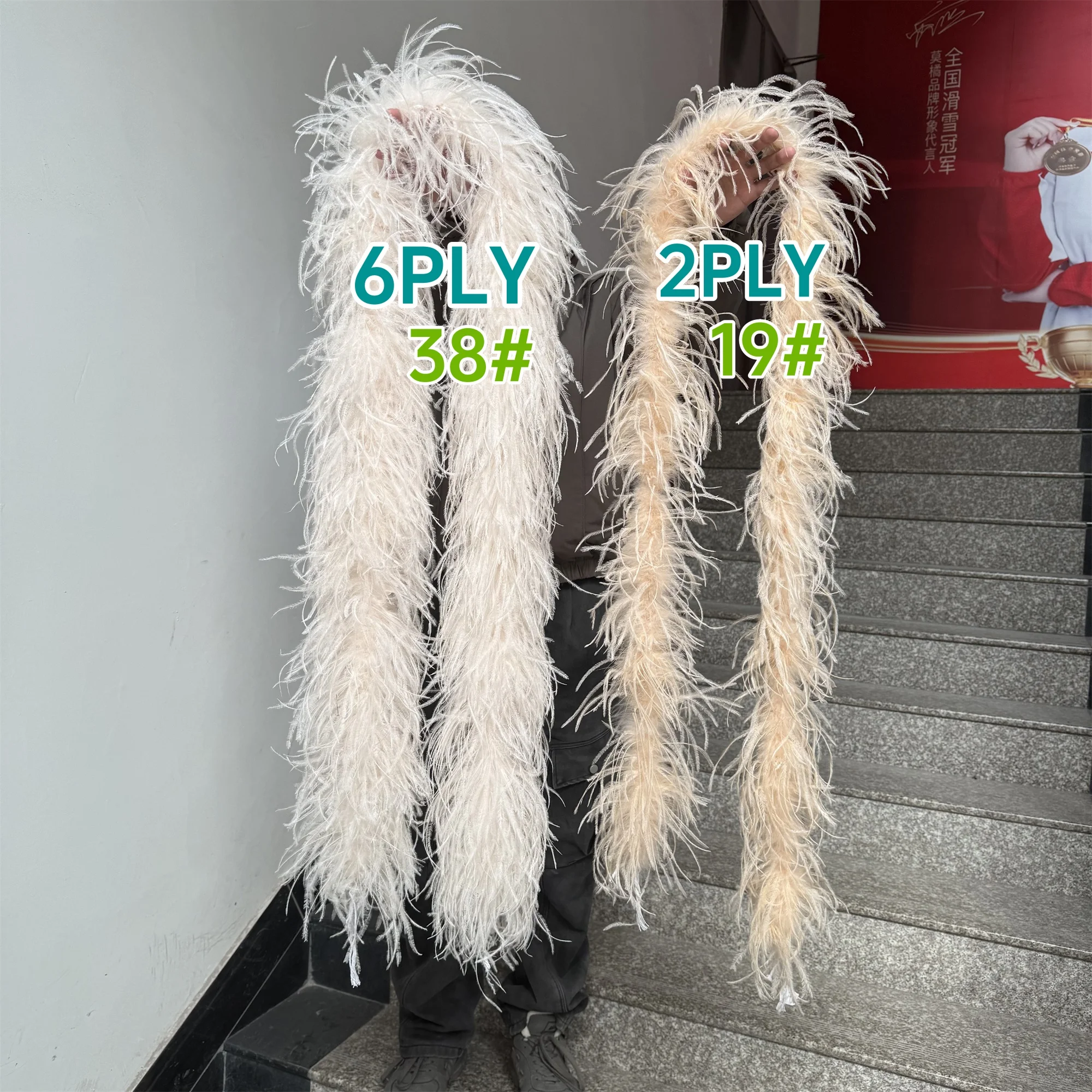 2Meter Ostrich Feather Boa Natural Feather Boa Plumas for Costume Party Wedding Decoration Thick 2/6/10Ply Plume Accessory Bulk