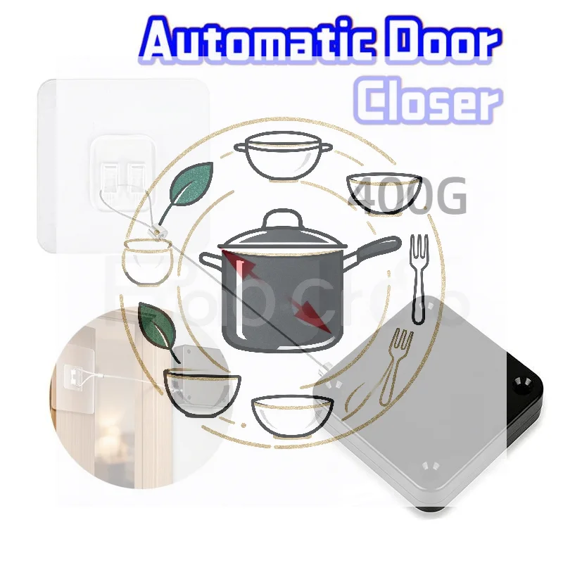 No Punching Automatic Door Closer Pull Cord Door Closers Adjustable Surface Door Stop Bracket Type Automatic Door Closer