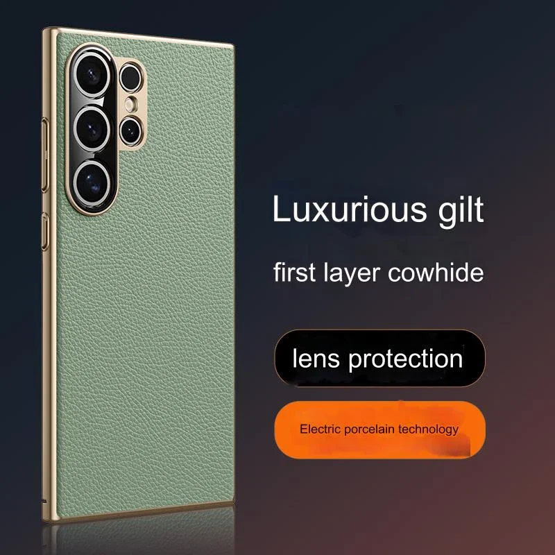 

Luxury Handmade Premium Leather Case for Samsung Galaxy S24 Ultra S24 Plus Shockproof Phone Cover Fundas Protection Back Cover