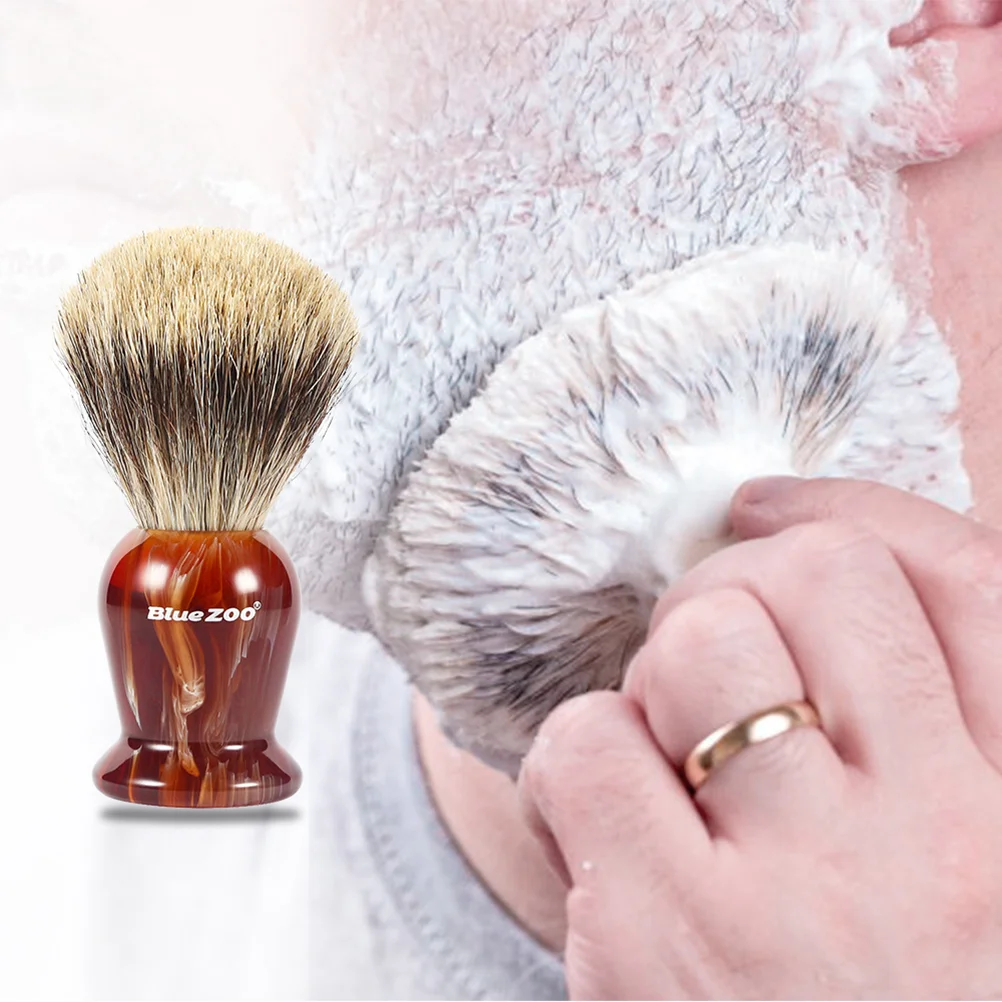 Resin Handle Beard Brush Durable Beard Cleaning Brush Useful Beard Care Accessory for Men Male (Brown)