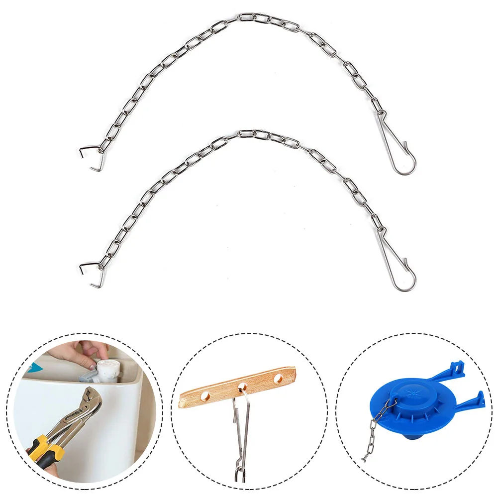 Цепь с перегородкой на конце C-образного кольца, фитинги для унитаза для ванной комнаты, 25 см, 2 шт., серебряные цепи из нержавеющей стали 304, нержавеющая сталь 304