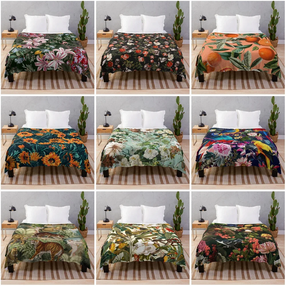 Cover blankets Sofa throw blanket coraline fleece cooling blanket custom decorative bed blankets sunflower orange flower birds