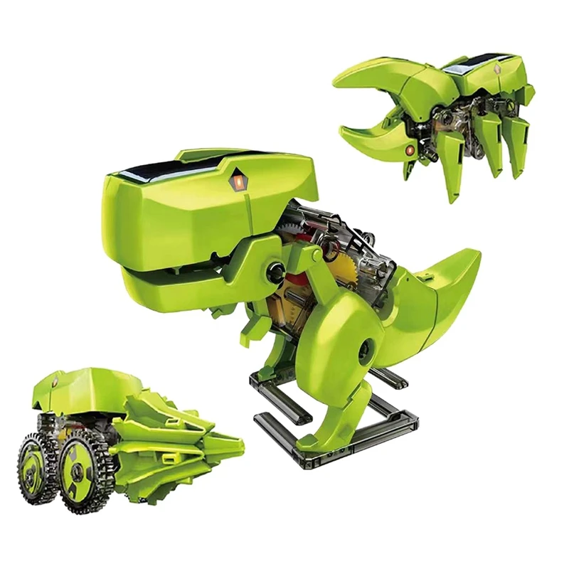Robô solar 3 em 1, brinquedos para crianças, montagem de brinquedos de dinossauro, quebra-cabeça de energia solar, brinquedos educativos de experimento científico para crianças