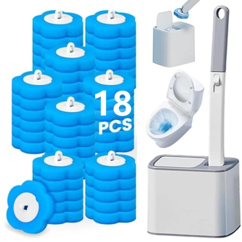 New Toilet Brush Disposable Replacement Head Cleaning Kit With Lengthened Handle Auto Lid Opening Toilet Bowl Cleaner Pad Kit