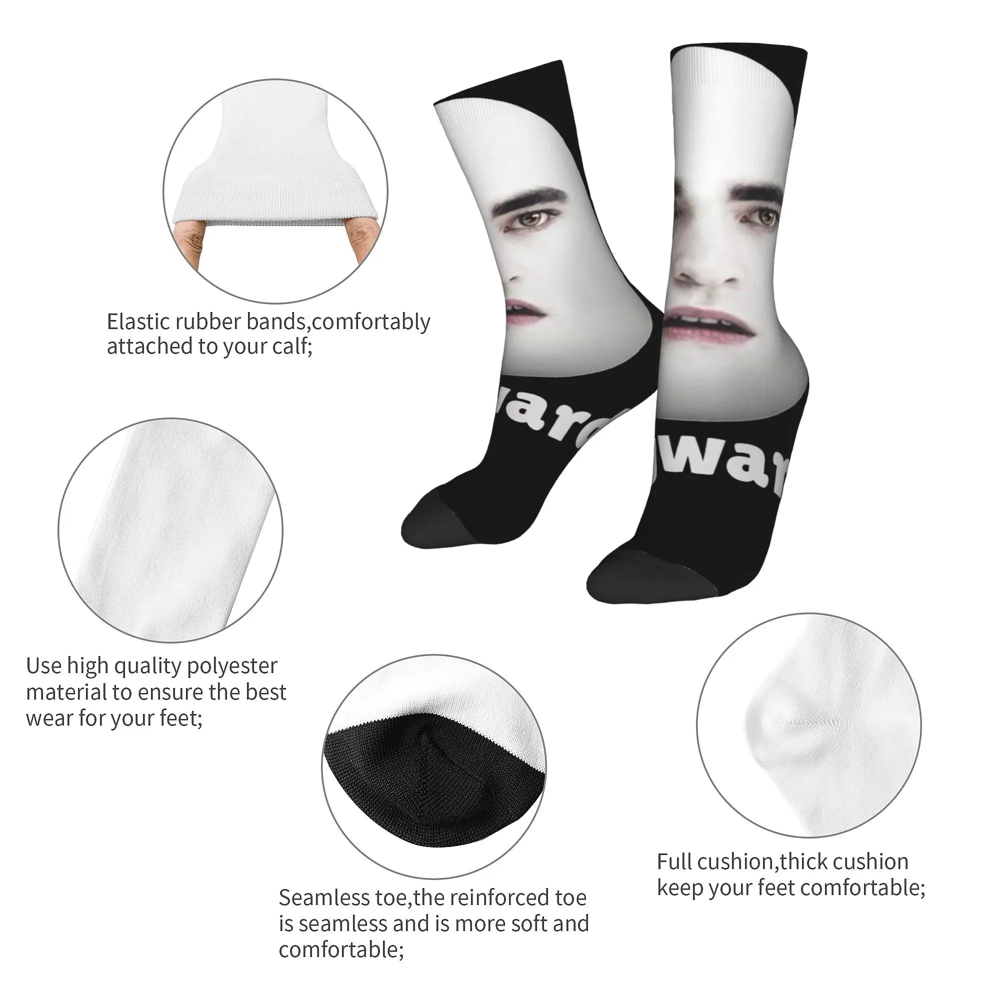 Twilight Eggward Funny Meme Socks for Women Men Breathable Edward Cullen Super Soft Middle Tube Socks Non-slip