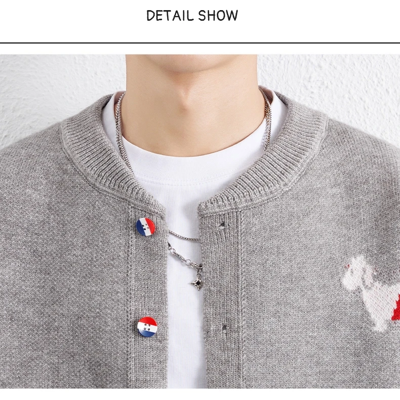 Neuer Designer-Strickcardigan mit Luxuriösem Niedlichem Kleinen Hundeaufdruck für Herbst und Winter, Klassischer Knopfleisten-Strickpullover, Modischer Personalisierter Pullover – Detail 14
