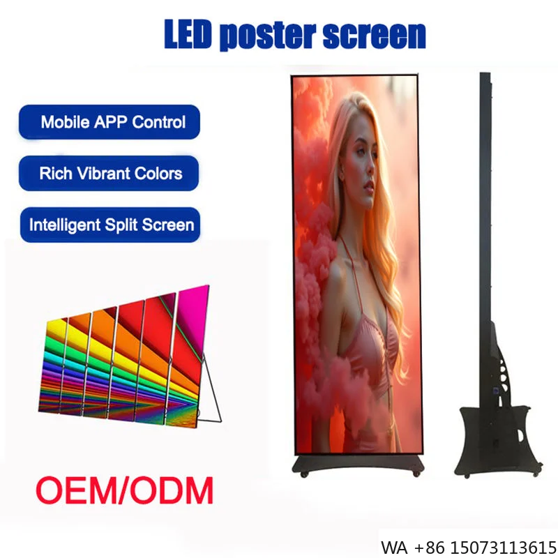 Indoor P1.86/P2/P2.5 LED Poster - Portable Video Wall with Wheels for Trade Shows & Stores