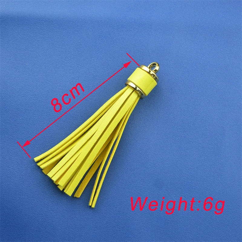 WFFNNKC 4-6Pcs 8CM Faux PU Leather Metal Ring Tassel Pendant DIY Key Chain Card Bag Decor Accessory Phone Jewelry Craft Supplies