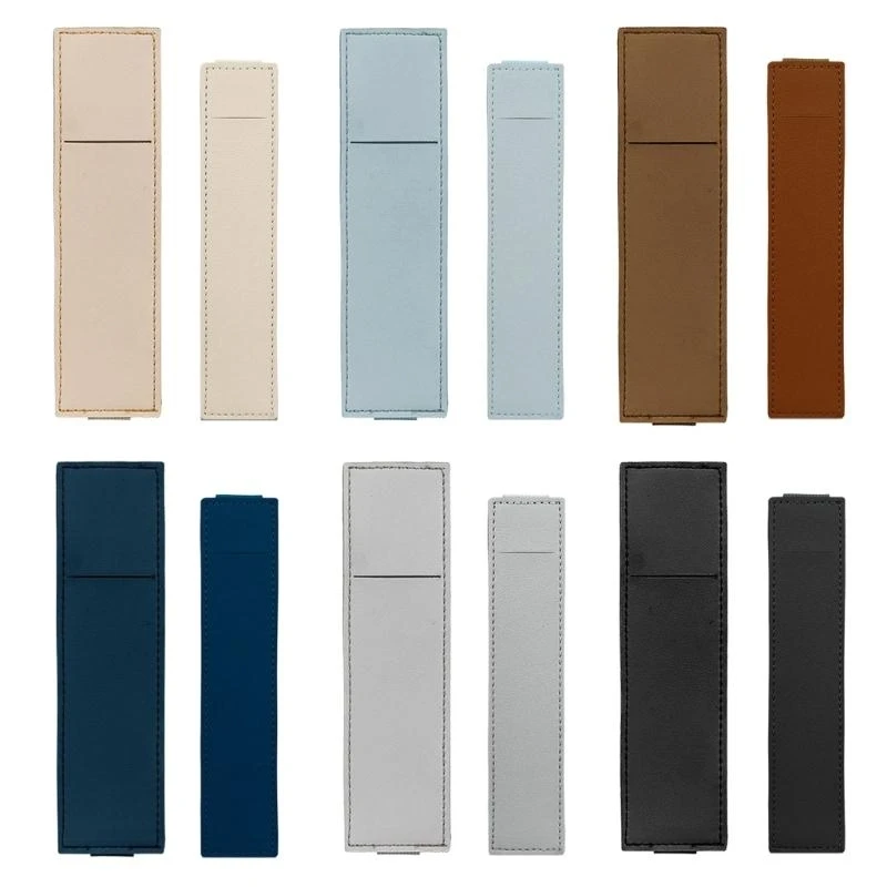 R6FF 2Pcs Leather Pencil Case with Adjustable Elastic Bands Notebook Pencil Sleeve