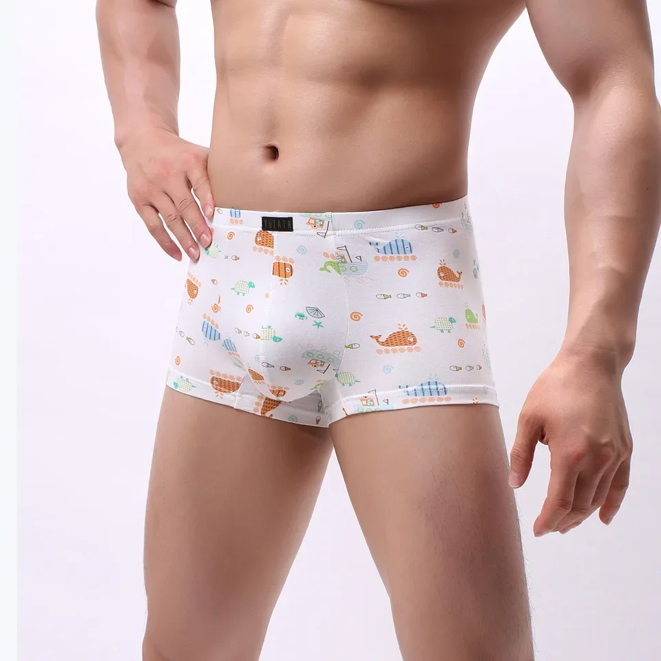 Herren-Unterwäsche aus Baumwolle, Cartoon-Druck, Boxershorts, atmungsaktiv, lustig, Comic-Stil, Neuheit, Geschenk, U Convex Ropa Interior Divertida