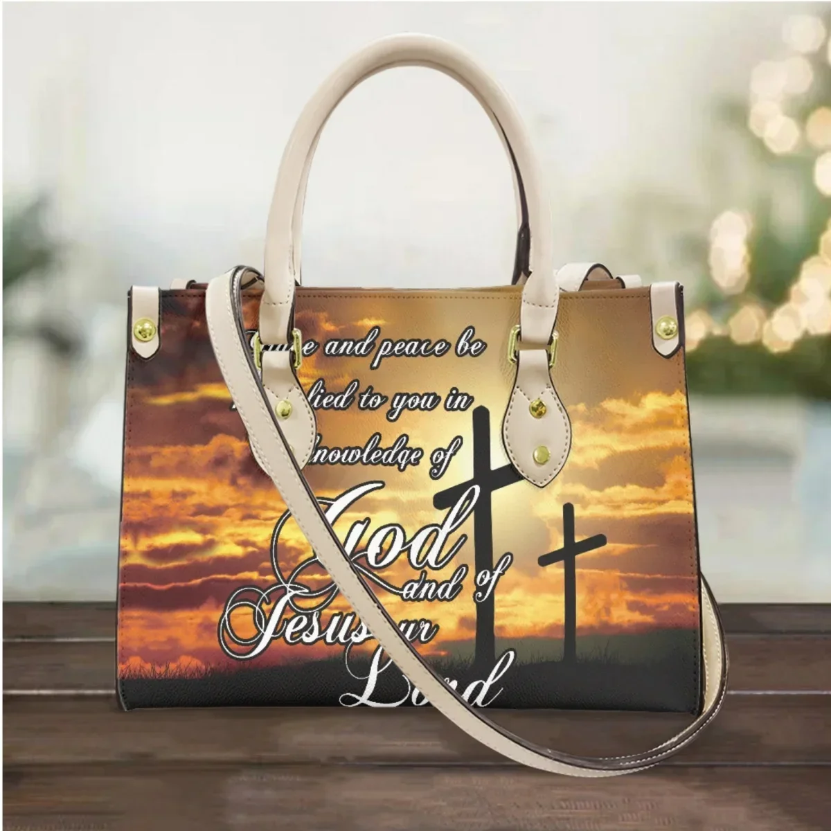 Bible Verses Christian Design Women Messenger Bag Top Handle Leather Small  Tote Religious Pattern Shoulder Bag Best Easter Gift