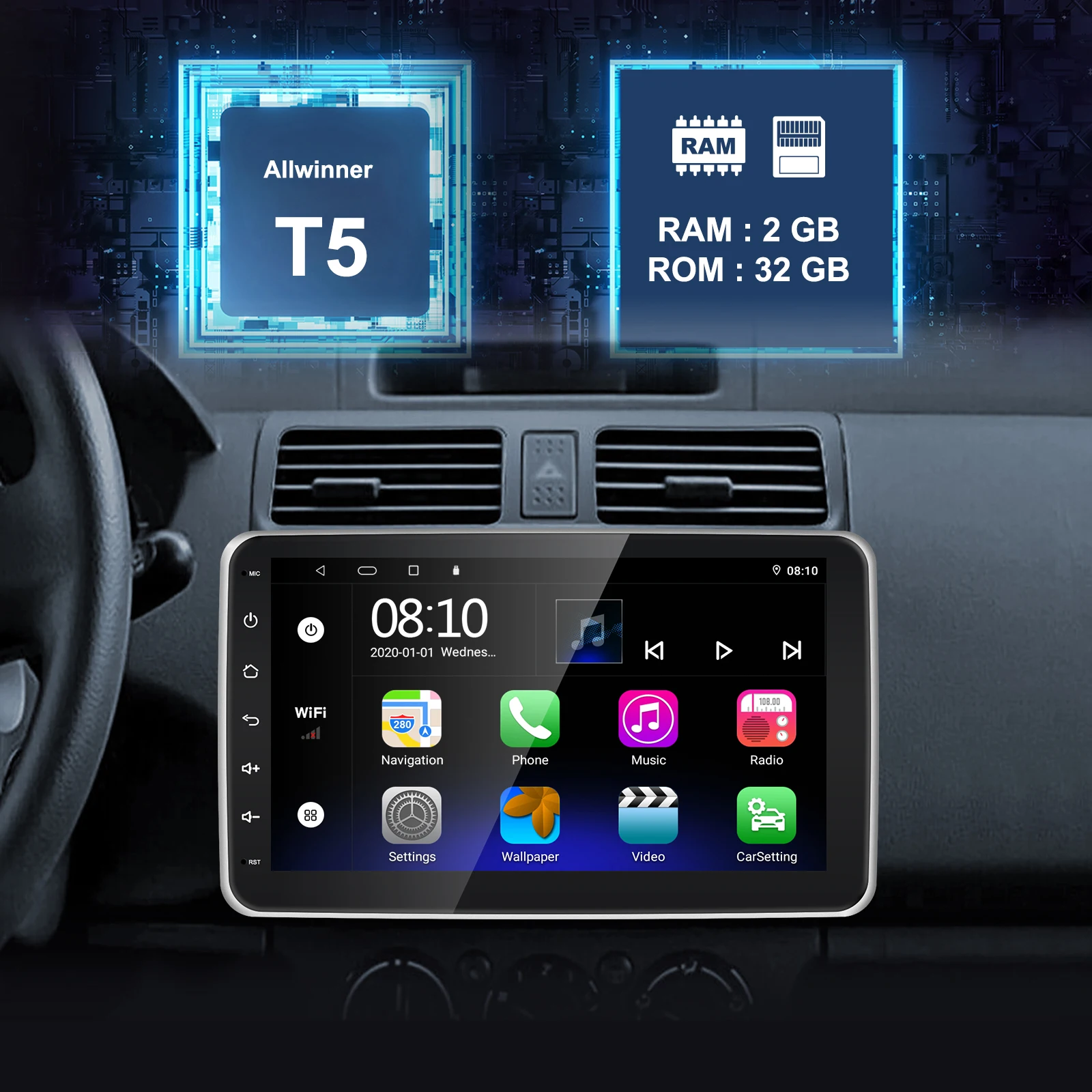 Universal 10.1 Inch Android System Car Radio Rotatable Angle GPS Navigation Integrated USB Caplay All In-one Player