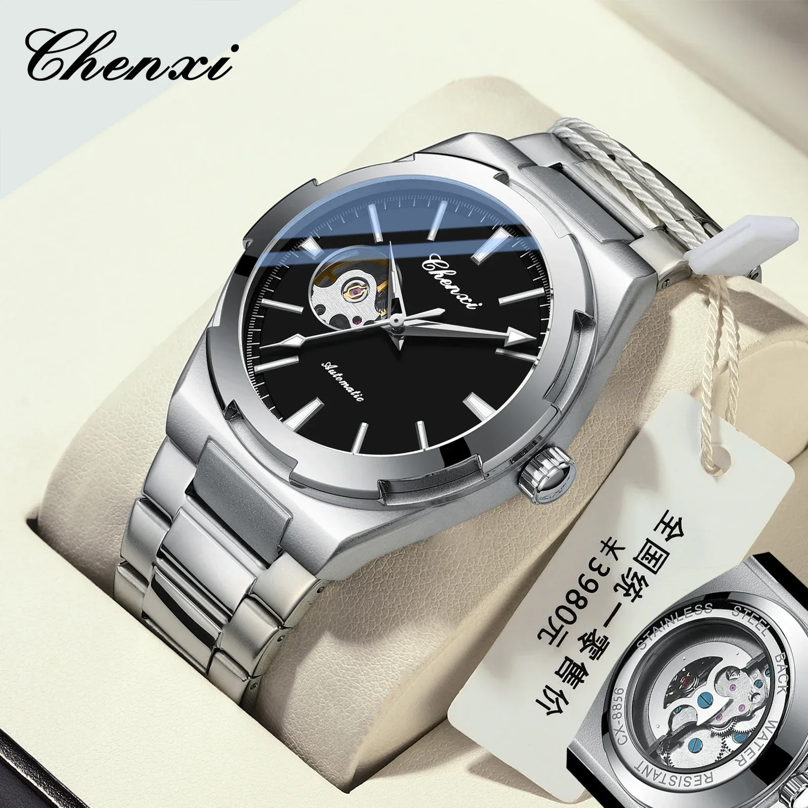 CHENXI 8856 Top Brand Automatic movement Mechanical Watch For Men Hollow Skeleton Man Watches Waterproof Business Wrist Watch